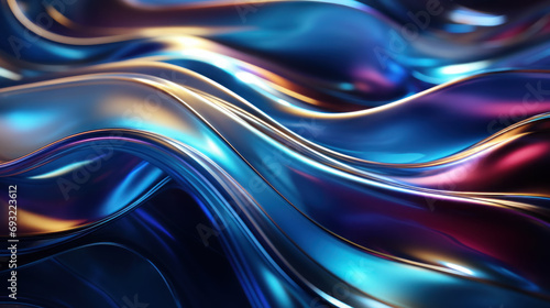 abstract background, metal wave, illustration, natural form, water, bends, 3D graphics, hologram, tape, silicone, pattern, ornament, design, creative, art, wallpaper, curves, silver, neon, blue