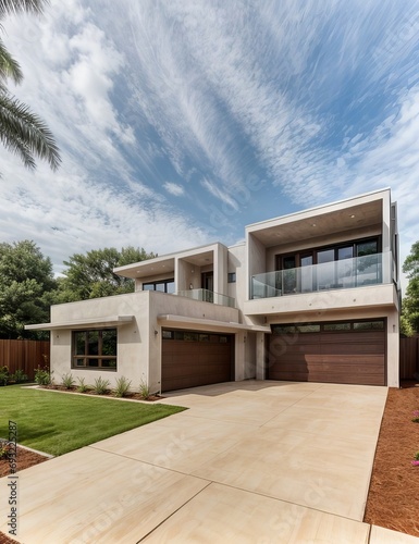 A Contemporary Dwelling with Stylish Architecture, Beautiful Exterior Design, and a Serene Garden Setting. Perfect Family Home in a Residential Neighborhood, Featuring Thoughtful Construction