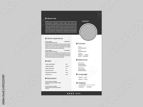 Creative Resume Layout design template.