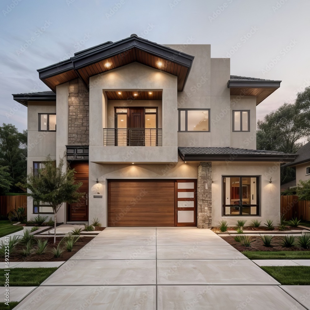 A Contemporary Dwelling with Stylish Architecture, Beautiful Exterior Design, and a Serene Garden Setting. Perfect Family Home in a Residential Neighborhood, Featuring Thoughtful Construction A Contemporary Dwelling with Stylish Architecture, Beautiful Exterior Design, and a Serene Garden Setting. Perfect Family Home in a Residential Neighborhood, Featuring Thoughtful Construction