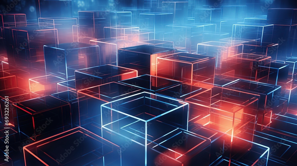 Obraz premium 3d cubes geometric shapes futuristic technology background. 