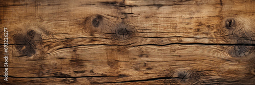 Old rough wood texture, vintage cracked and knotted plank close-up. Wooden board with natural pattern and woodgrain. Theme of background, timber, tree, woodgrain, nature, structure