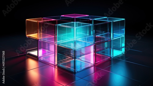 3d cubes geometric shapes futuristic technology background. 