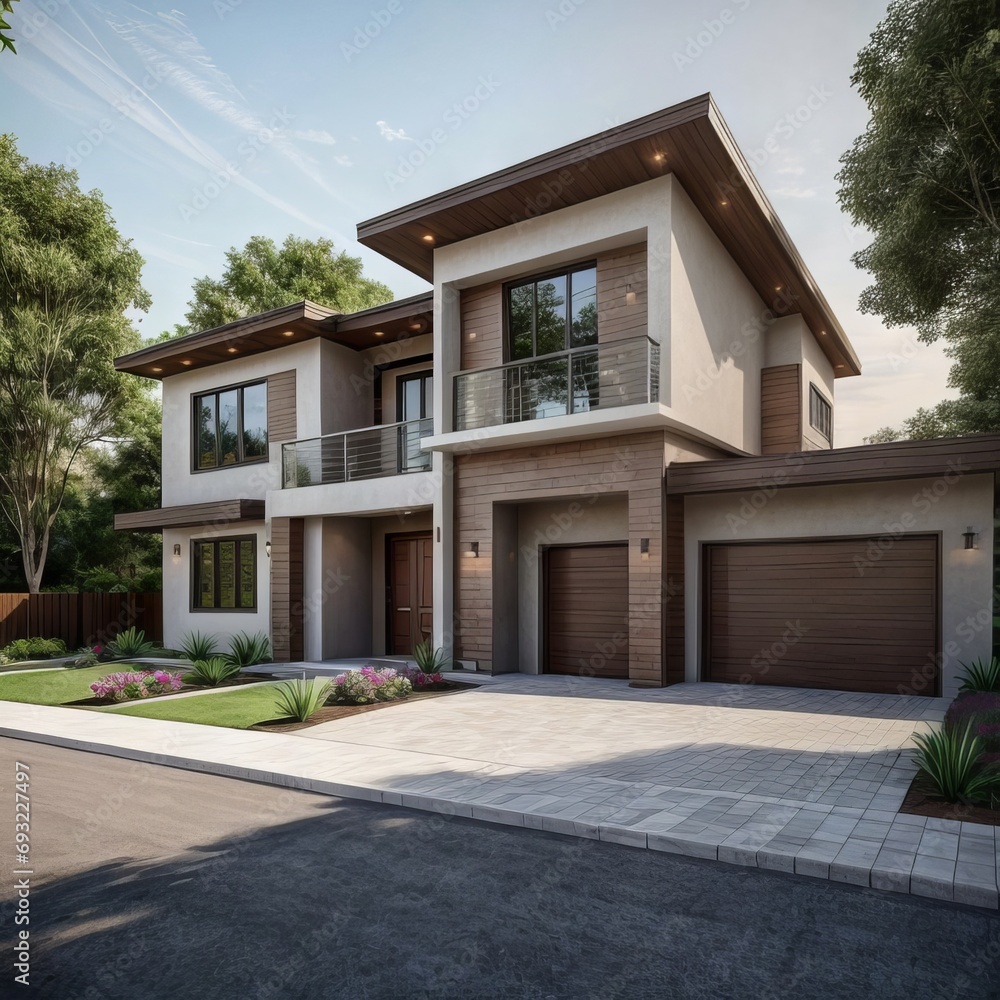 A Contemporary Dwelling with Stylish Architecture, Beautiful Exterior Design, and a Serene Garden Setting. Perfect Family Home in a Residential Neighborhood, Featuring Thoughtful Construction A Contemporary Dwelling with Stylish Architecture, Beautiful Exterior Design, and a Serene Garden Setting. Perfect Family Home in a Residential Neighborhood, Featuring Thoughtful Construction