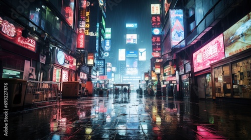 Beautiful view of the Chinatown area at night. Generative AI © artbot
