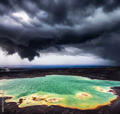 Acid Lake Desert Volcano hydrothermal system Danakil Dallol Ethiopia photo