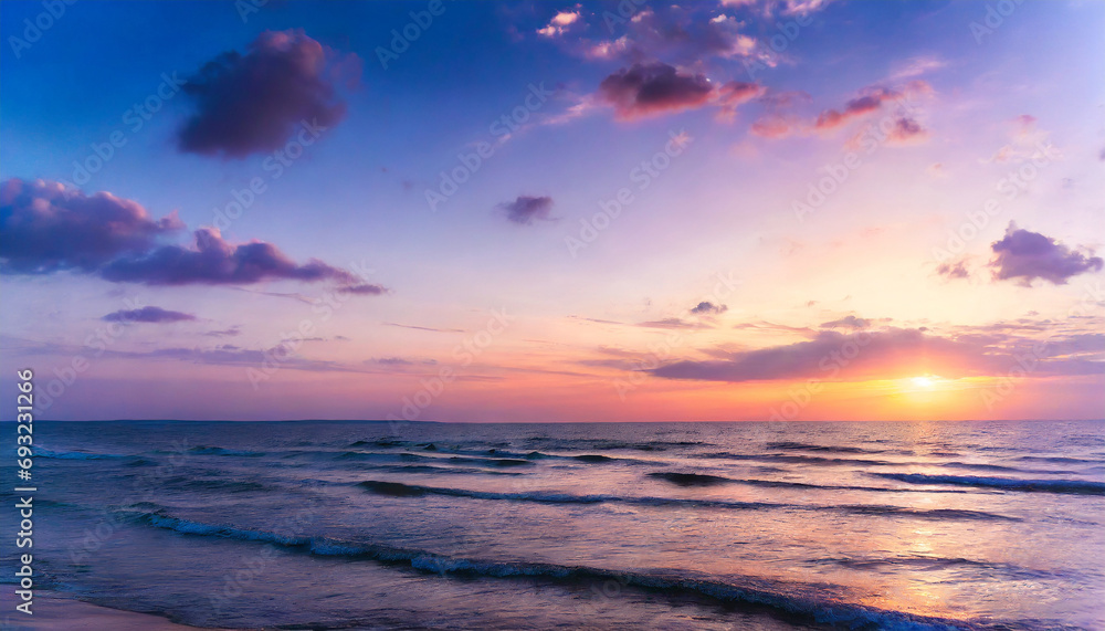 Very beautiful natural atmospheric seascape with purple sunset
