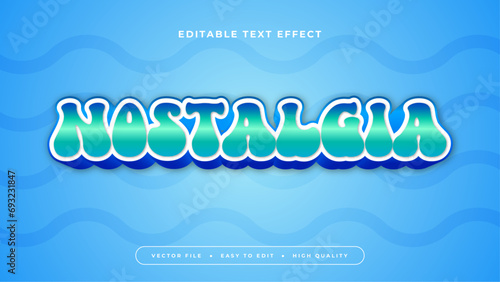Blue green and white nostalgia 3d editable text effect - font style