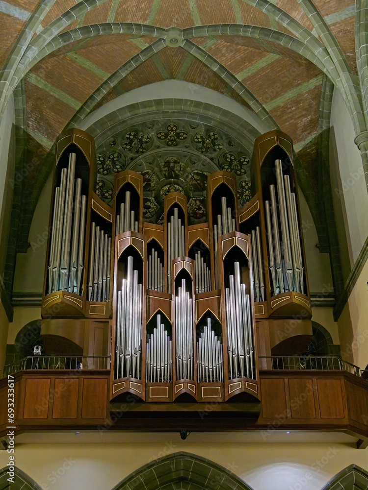 Old organ in an vintage church building