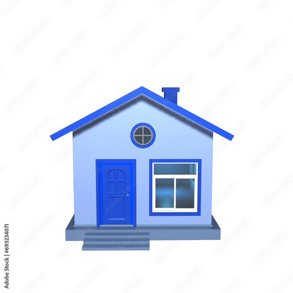 Showcasing a stylish blue house that seamlessly combines modern design and elegance. 3D rendering an illustration isolated on white background. Showcasing a stylish blue house that seamlessly combines modern design and elegance. 3D rendering an illustration isolated on white background.