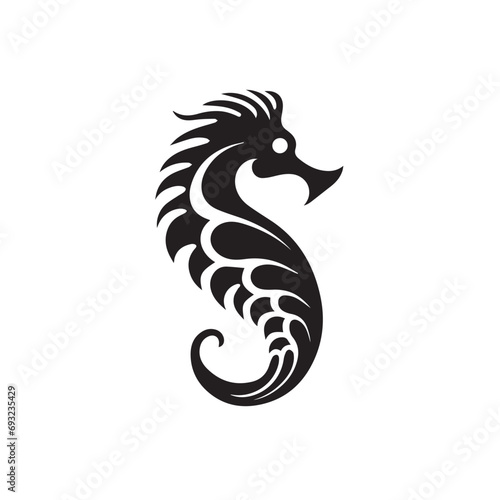 Seahorse in cartoon  doodle style. Isolated 2d vector illustration in logo  icon  sketch style  Eps 10  black and white. AI Generative