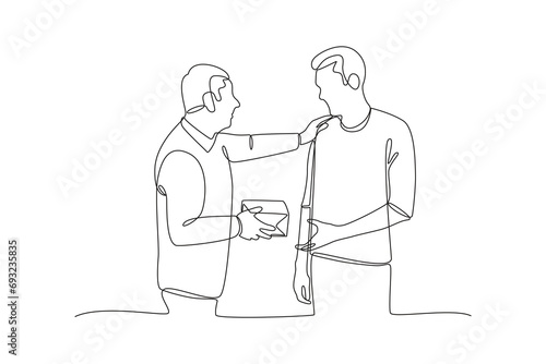 Continuous one line drawing The Act of Giving concept. Doodle vector illustration.