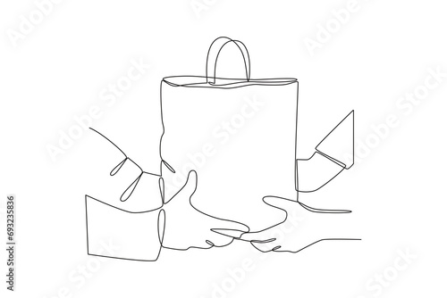 Continuous one line drawing The Act of Giving concept. Doodle vector illustration.