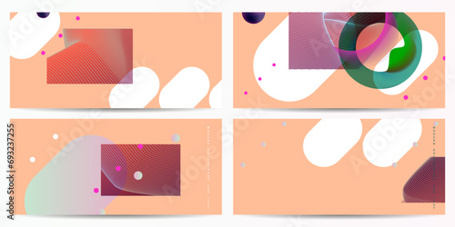 New Peach Fuzz Elegant natural pastel muted pale calm tones card geometric template set. Collection of romantic abstraction background