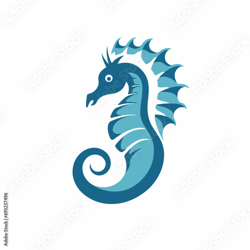 Seahorse in cartoon, doodle style. Isolated 2d vector illustration in logo, icon, sketch style, Eps 10. AI Generative