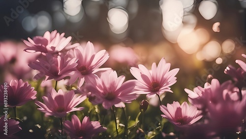 pink flowers in spring background
