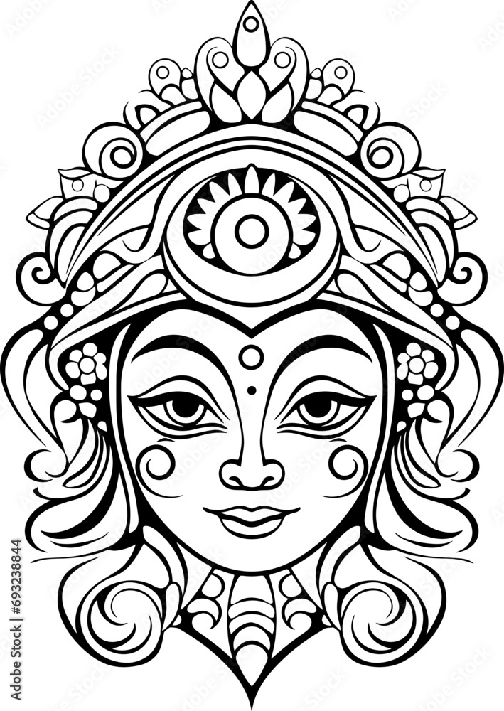 Durga maa head drawing Durga maa head drawing