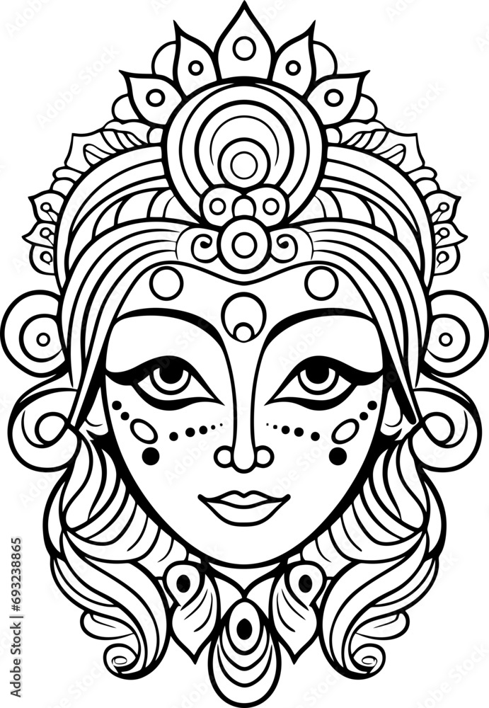 Durga maa head drawing Durga maa head drawing