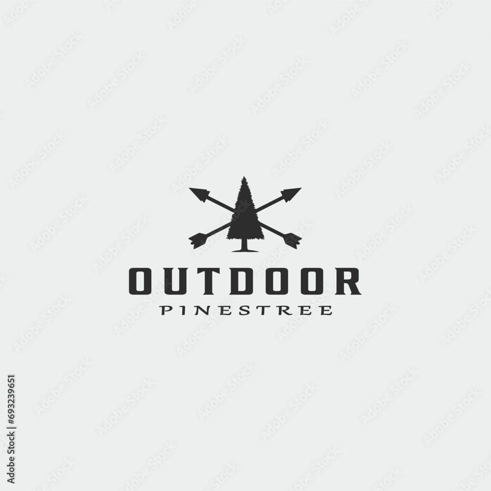 pine tree outdoor logo vintage vector simple minimalist illustration template icon graphic design