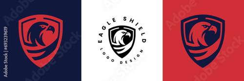 Eagle shield logo Design, Shield eagle logo inspiration, Eagle and shield logo design, Bird, falcon or hawk head badge emblem vector icon