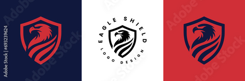 Eagle shield logo Design, Shield eagle logo inspiration, Eagle and shield logo design, Bird, falcon or hawk head badge emblem vector icon