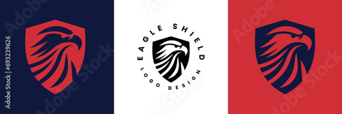 Eagle shield logo Design, Shield eagle logo inspiration, Eagle and shield logo design, Bird, falcon or hawk head badge emblem vector icon
