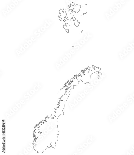Norway map. Map of Norway in white color