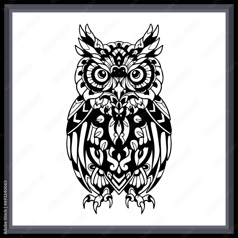 Owl head tribal tattoo mandala arts.