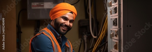 East Indian Man Electrician Job Career Handsome Concept Generative AI