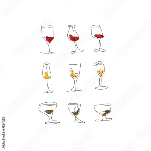 set of glass of wine