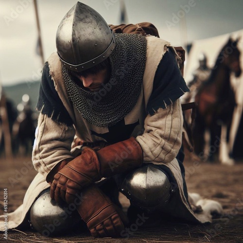 knight medieval kneeling photo