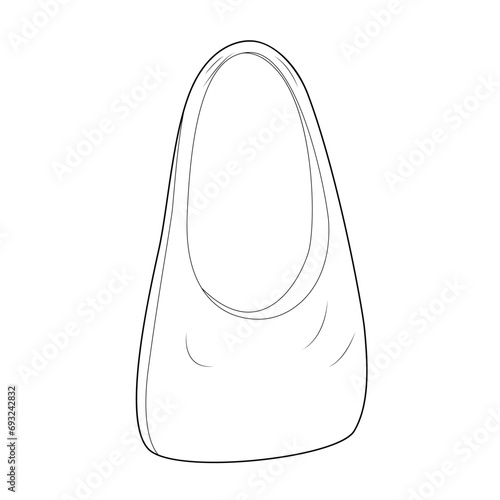 Hobo Cross-Body Bag. Fashion accessory technical illustration. Vector satchel front 3-4 view for Men, women, unisex style, flat handbag CAD mockup sketch outline isolated 
