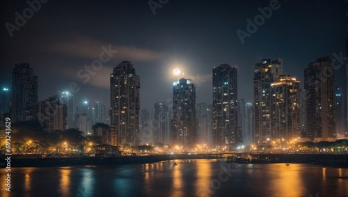city skyline at night generative ai © dd