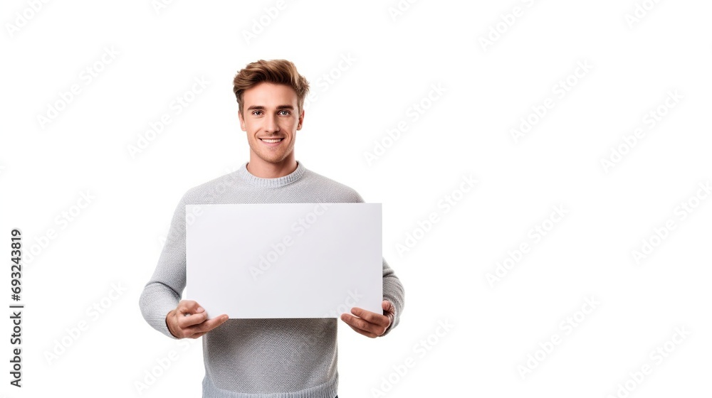 Man holding a blank card isolated on white background Man holding a blank card isolated on white background