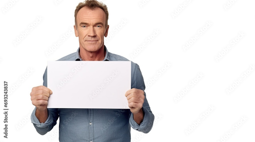 Man holding a blank card isolated on white background Man holding a blank card isolated on white background