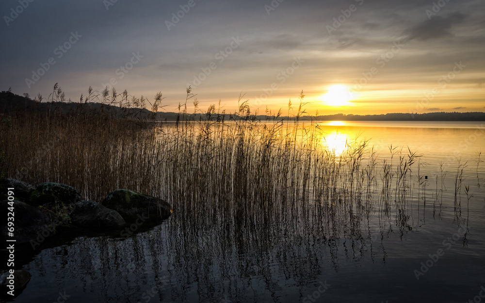 November sunrise over the Swedish lake November sunrise over the Swedish lake