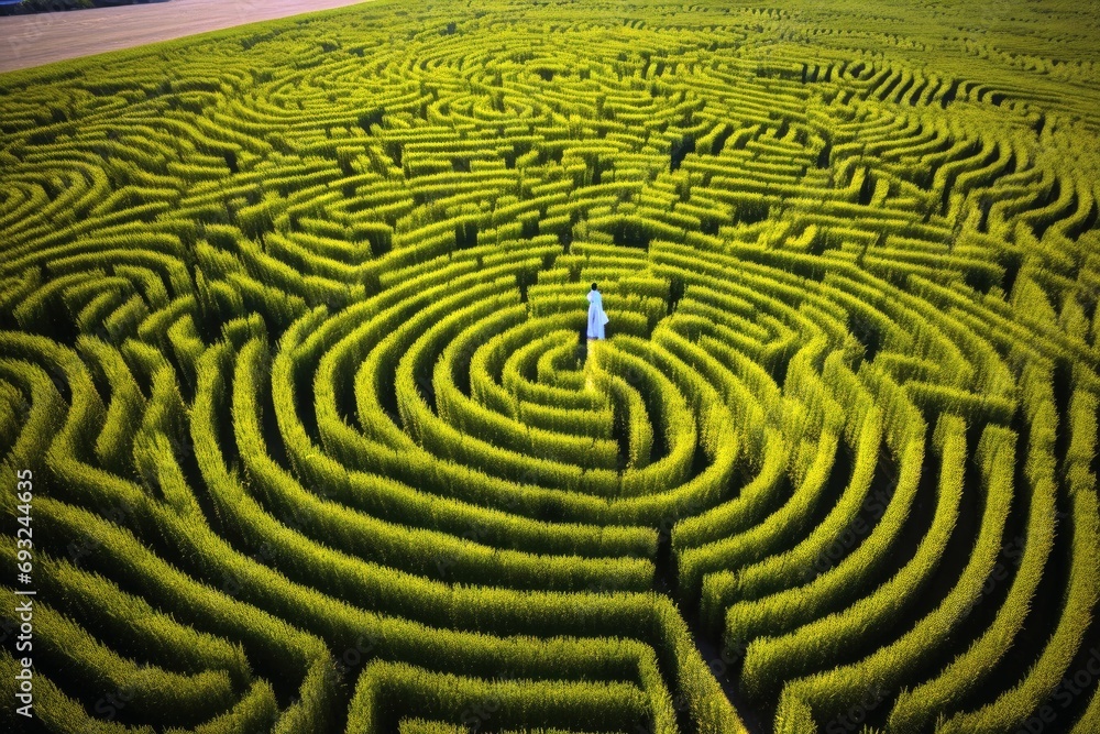Arial view of a big maze in a corn field. Arial view of a big maze in a corn field.