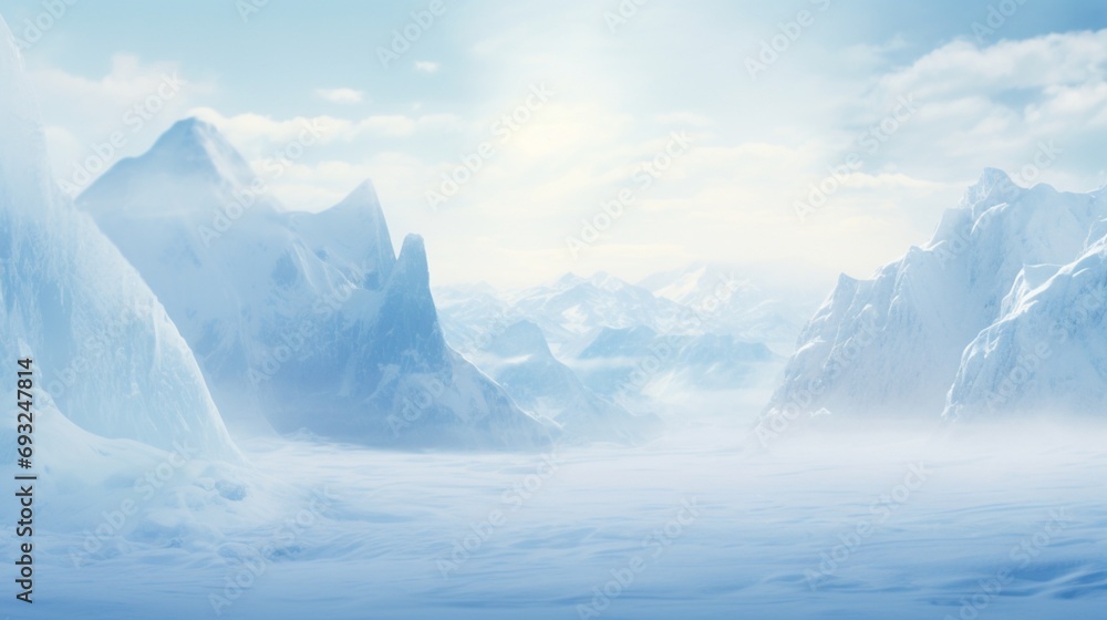 Discover the quiet enchantment of winter with a captivating view of ice delicately descending on a mountain's silhouette. Craft your story within the vast copy space of this