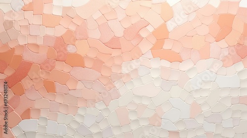 Minimalistic view of a pastel Peach Fuzz mosaic pattern  combining playful and sophisticated elements.