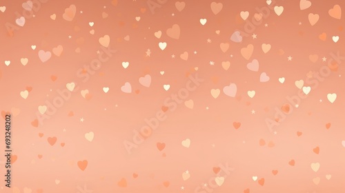 Minimalistic view of a Peach Fuzz colored backdrop featuring a whimsical pattern of tiny hearts and stars.