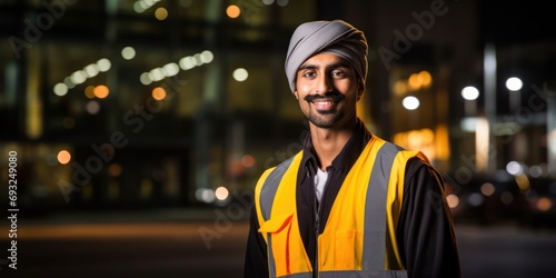 East Indian Male Security Guard Job Employment Attractive Background Generative AI