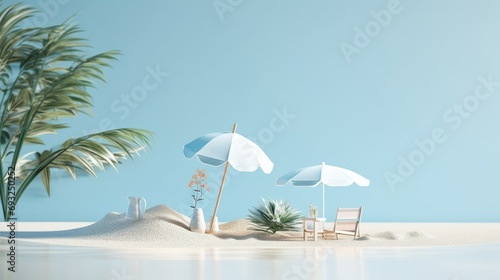 Sunbathing bed on the beach © Aris Suwanmalee
