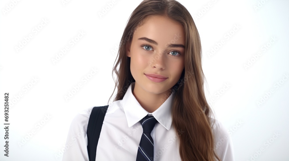 Portrait of an attractive young girl on white background Portrait of an attractive young girl on white background