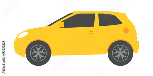Small Yellow Car Vector With a White Background  Classic Business Illustration Isolated. 