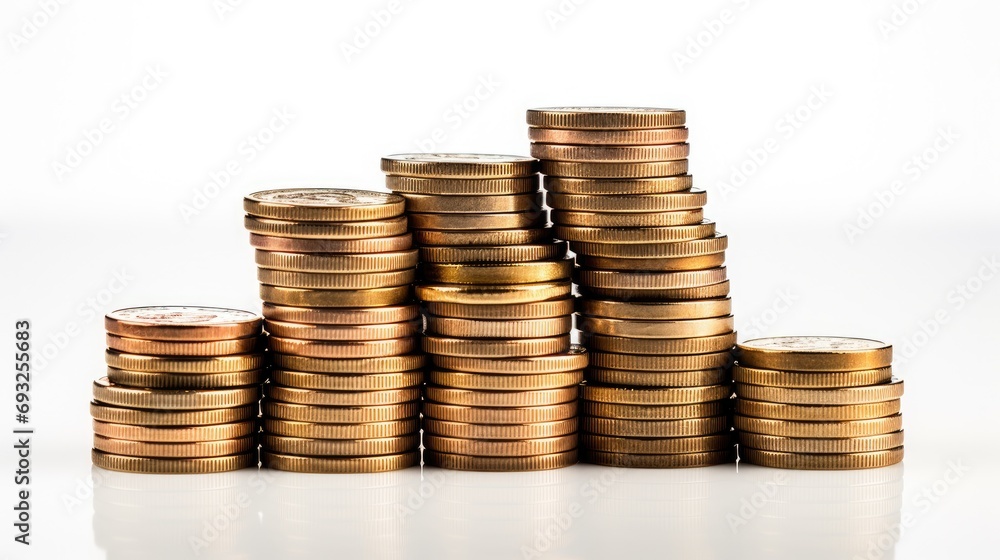 close-up stack of coins isolated with hand and finger touching pile close-up stack of coins isolated with hand and finger touching pile