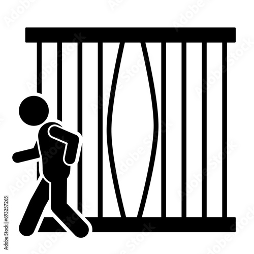 vector illustration of a person escaping from prison