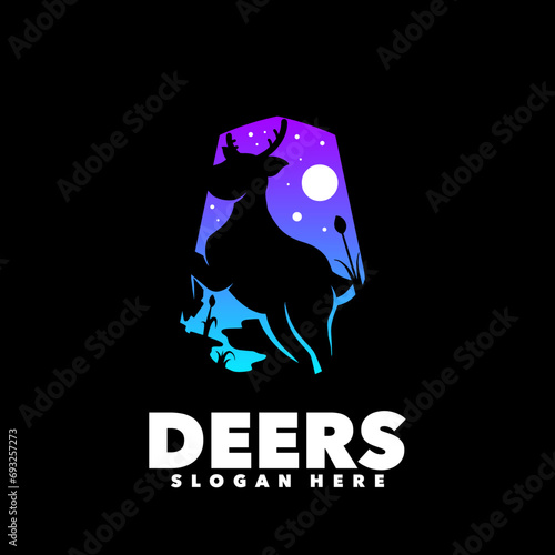 Deer silhouette colorful symbol icon badge emblem logo template 