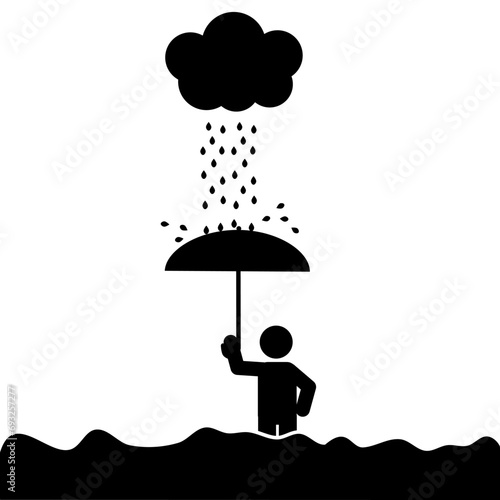 vector illustration of flooding due to heavy rain