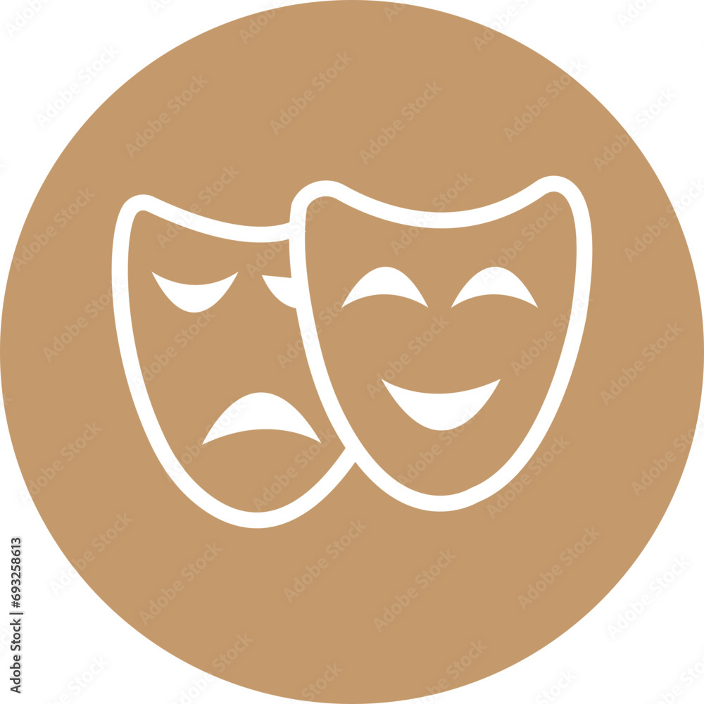 Brown Line Theatrical mask icon. Theater, theatre mask sign. Masquerade mask. Happy and unhappy traditional symbol of theater. Comedy and tragedy mask symbol editable stock on transparent background. Brown Line Theatrical mask icon. Theater, theatre mask sign. Masquerade mask. Happy and unhappy traditional symbol of theater. Comedy and tragedy mask symbol editable stock on transparent background.