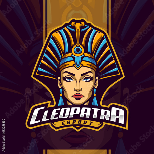 Cleopatra mascot esport logo design